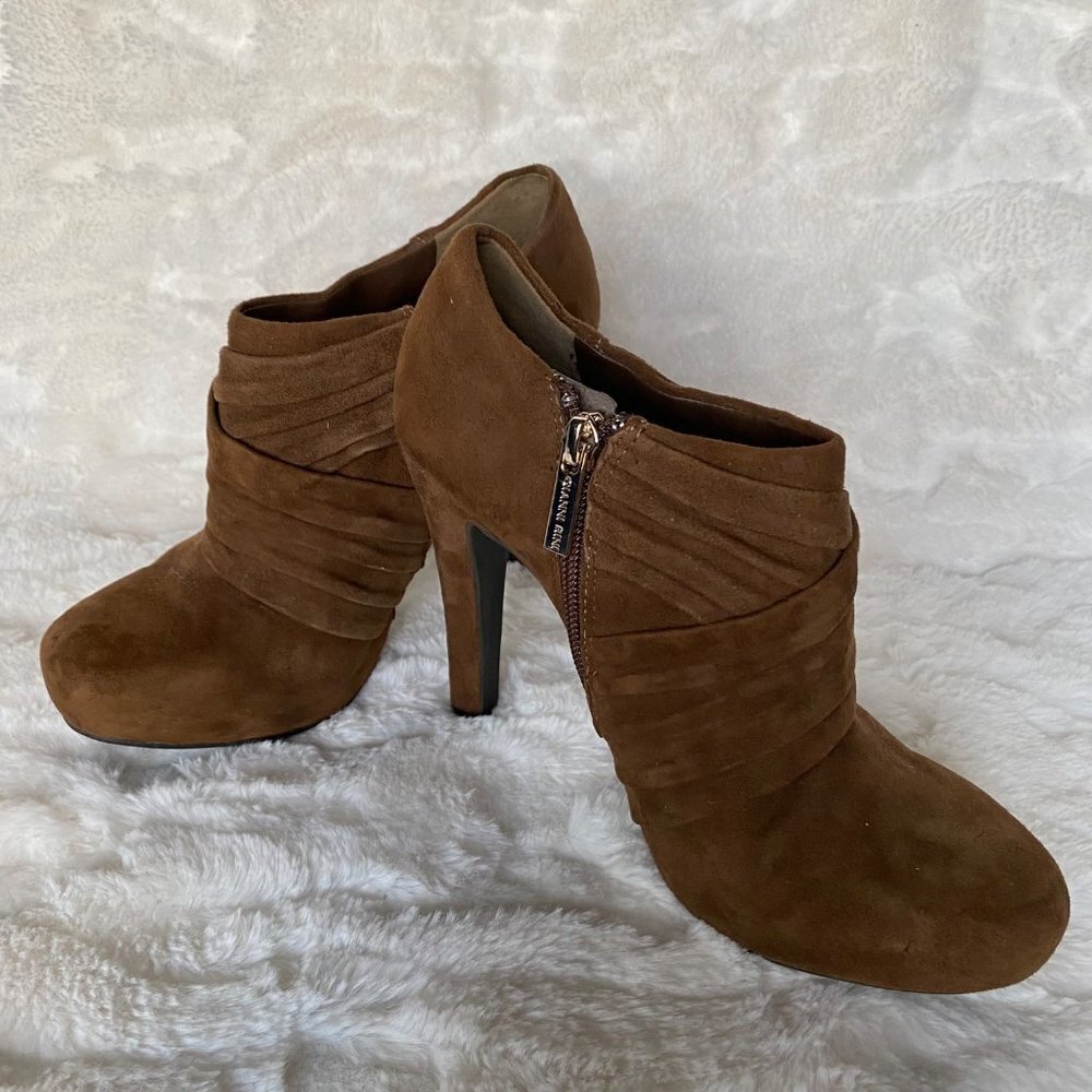 Gianni Bini Brown Suade Heel Booties Sz 7M - Picture 4 of 9